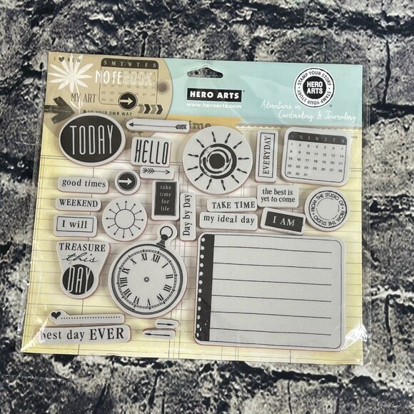 Hero Arts Other - Hero Arts MY NOTEBOOK Stamp Your Story Cling Stamp Set AC029 TIME